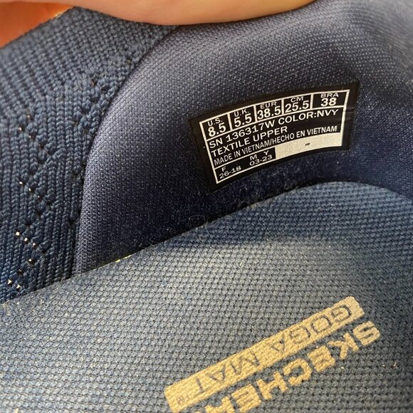 Skechers‎ GOGA MAT  Lite Vegan Washable Knit Skimmers Glimmer Navy Sneaker 8.5 - Picture 5 of 16